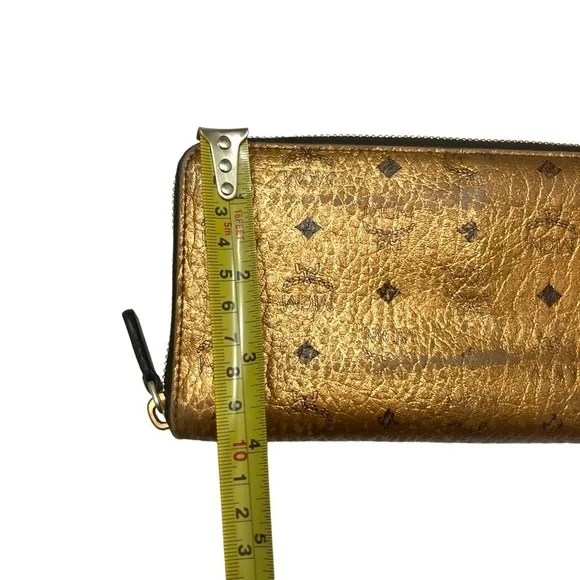 Mcm gold or copper leather zipper clutch wallet - Picture 6 of 11
